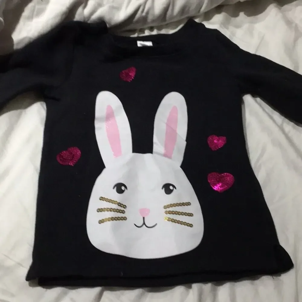 Carters 4t Black sweatshirt with bunny worn once